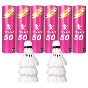 케이비비스포츠 오리깃털 셔틀콕 KBB50, 화이트, 6개, 6개입