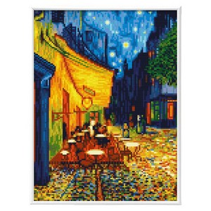 블링블링 보석십자수 슬림액자패키지 AB 비즈 + 원형비즈 세트 30 x 40 cm, 1세트, BL3040-059 밤의카페테라스