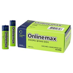 크린랩 온라인맥스 알카라인 건전지 AA 20p + AAA 20p 세트 콤보팩, 1세트, 40개입