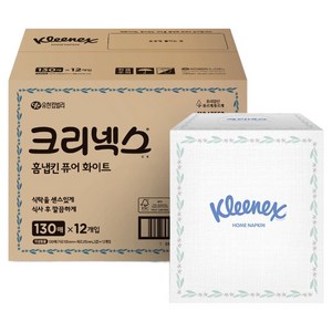 크리넥스 홈냅킨 천연펄프 키친타올 퓨어화이트, 130매, 12개