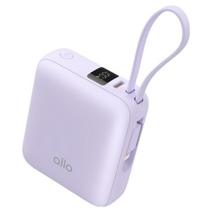 알로코리아 포켓 미니 2in1 고속충전 케이블 일체형 10000mAh 보조배터리 C타입 8핀 1008PD, 알로1008PD, 라벤더 밀크