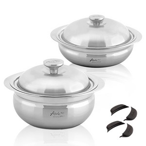 크로벨 애플팟 통5중 인덕션 스텐냄비 세트 6개, 양수냄비 20cm + 전골냄비 20cm + 실리콘핸들 4p, 1세트