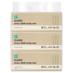 모나리자 뽑아쓰는 무표백 천연펄프 키친타올, 100개입, 3개