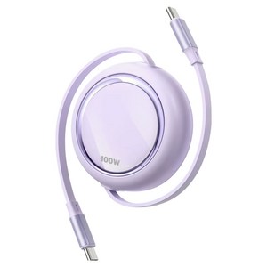 뉴클 C타입 자동감김 초고속 충전 릴케이블 100W, 퍼플, 1개, 100cm