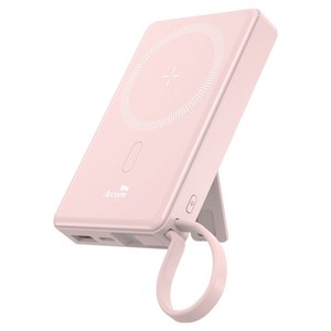 액센 22.5W 맥세이프 고속 무선 충전 보조배터리 10000mAh, 핑크, BM113