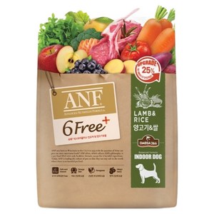ANF 전연령 식스프리플러스 인도어 독 건식사료, 양+쌀, 1.6kg, 1개