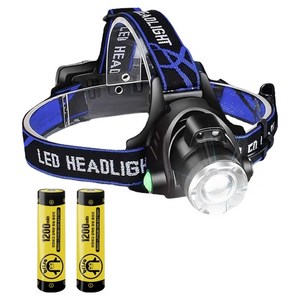 브리사 LED 충전식 헤드랜턴 SP-HL01 + 18650 배터리 1200mAh 2p 세트, 블랙, 1세트