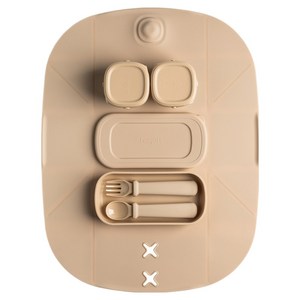 헤겐 유아용 밀타임 이유식 식판매트 키트 6p 세트, 토프, 실리콘 식판 매트 + 보관용기 2p + 스푼 + 포크 + 케이스, 1세트