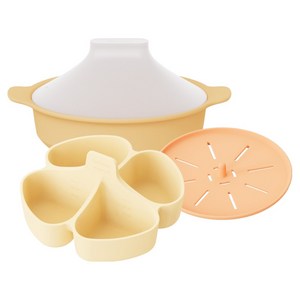 모윰 실리콘 올인원 디바이더 이유식 찜기 세트 1000ml, 찜기 + 디바이더 + 실리콘 찜받침, 1세트, 머스타드