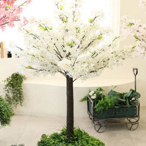 조화나무 라일락 인조목 받침형 150cm, 브라운(받침), 화이트(인조목), 1개