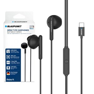 블라우풍트 Hi-Fi 고음질 갤럭시 아이폰 호환 C타입 오픈형 유선 이어폰, BLP-WE221KAW, 블랙