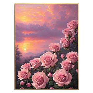 비엠디자인 플라워 소중한 십자수 60 x 80 cm, 핑크 로즈, 1개