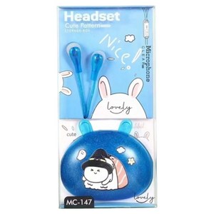 파이니스트랩 토끼 러버 케이스 이어폰 3.5mm 블루