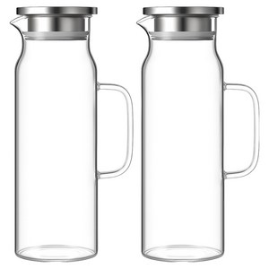 발룬피니 스텐 304 뚜껑 내열유리 물병, 투명, 1.8L, 2개