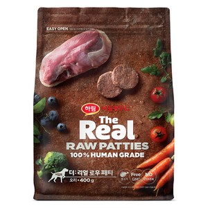 하림펫푸드 더리얼 어덜트 강아지 로우 패티 동결건조사료, 오리, 400g, 1개