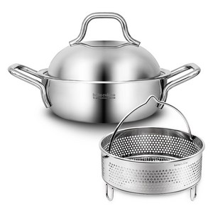 벨라쿠진 316 스텐 통3중 미니 멀티웍 찜기 + 전골냄비 세트, 20cm, 1세트
