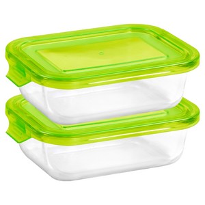 발룬피니 내열강화유리 직사각 원터치 반찬통, 2개, 1040ml