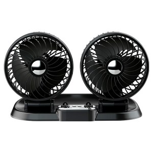 리예 차량용 360도 USB 듀얼 선풍기, 블랙, F622U