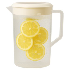 리빙메이커 BPA FREE 업소용 PP비커 가벼운 워터포트 계량컵 물 피쳐 물통, 투명, 4L, 1개