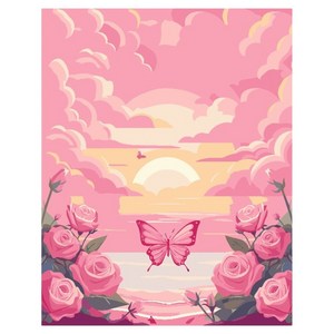 타미나요 세련된 DIY 그림그리기 40 x 50 cm, 로즈 버터플라이, 1개