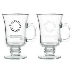 달팽이리빙 퀴진드마망 레터링 릴리 강화 유리컵 250ml 블랙 + 화이트 세트, 1세트