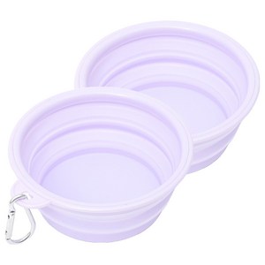 애와니 반려동물 접이식 휴대용 식기 M 650ml, 퍼플, 2개