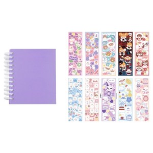 투데이리빙 포토앨범 + 카툰스티커 10p 세트 R79094, 라벤더, 60매