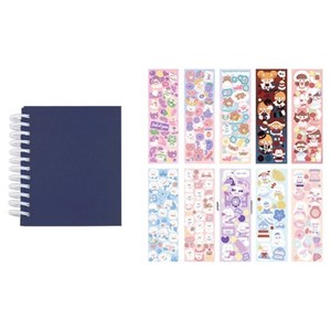 투데이리빙 포토앨범 + 카툰스티커 10p 세트 R79094, 미드나잇블루, 60매