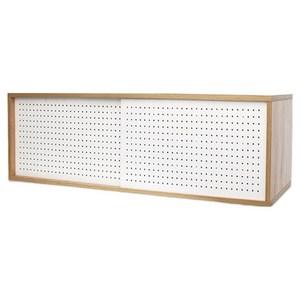 오로라빌리지 타공판 수납 테이블 800x320x300 mm, 우드 + 화이트 + 투명, 1개