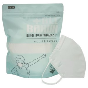 올바른 라이트 비말 차단 마스크 소형 KF-AD, 25개입, 1개, 화이트