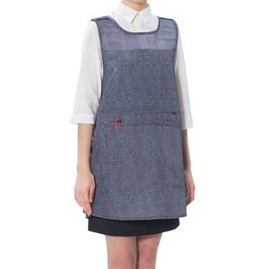 예경 전면 지퍼 포켓 망사 원피스 앞치마 대, 곤색 데님(PO-8009), 1개