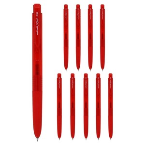 유니볼 시그노 노크식 볼펜 0.38mm, 레드, 10개