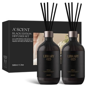 에이센트 블랙 에디션 디퓨저, 라이브러리, 500ml, 2개