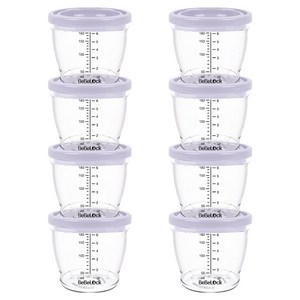 베베락 아이와 PP밀폐 이유식 용기, 180ml, 라벤더, 8개