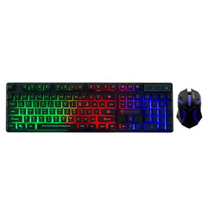 지클릭커 슈퍼히어로 유선키보드 마우스 세트, 블랙, GMK-180, 일반형