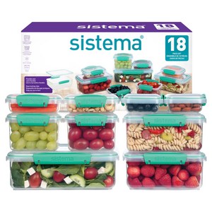 Sistema 시스테마 Klip It 모듈러 밀폐용기 틸 9p, 1세트, 400ml x 2p +200ml x 4p +2L + 1L x 2p 골드박스 특가