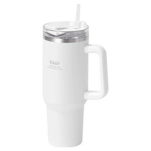 KEEP 캠핑 그랜디 핸들 대용량 스텐 빨대 워터 보틀 텀블러, 화이트, 1개, 1.18L