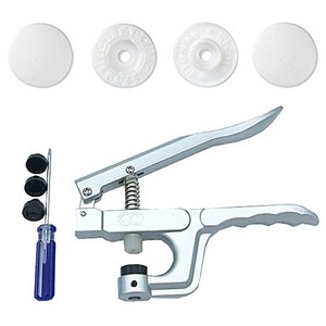 스냅 티단추 손몰드 기구 + 똑딱이 스냅 티단추 4종 x 20p 세트 11mm T-501, 화이트, 1세트