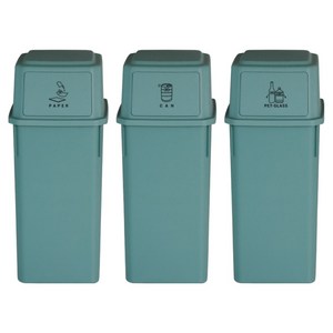 네이쳐리빙 피넛베리 데일리 적층 가능 재활용 분리수거함 60L x 3p, 포레스트그린