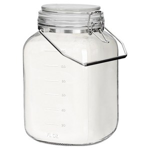 미르코리아 갤런 담금주 눈금 유리병 클립탑 스텐손잡이 사각, 1개, 4200ml