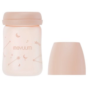 모윰 실리콘 코팅 유리 젖병 트윙클 에디션 노꼭지, 베이지, 1개, 150ml