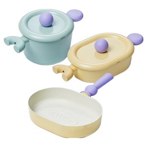 베터핑거 인덕션 쿡웨어 IH 3종 냄비팬세트, 민트(양수 냄비), 라이트옐로우(전골 오벌, 그릴팬), 1세트, 양수 냄비 18cm + 전골 오벌 24cm + 그릴팬 24cm