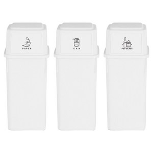 네이쳐리빙 피넛베리 데일리 재활용 분리수거함 60L x 3종 세트, 밀크화이트