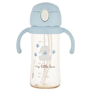 에디슨 유아용 리틀러브 PPSU 원터치 빨대컵, 블루 강아지, 250ml, 1개