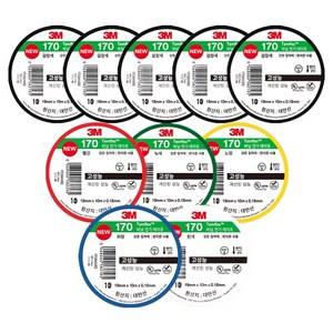 쓰리엠 템플렉스 NEW 170 절연 비닐 전기 테이프 버라이어티팩 19mm x 10m x 0.18mm, 10개