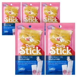 캣템 고양이 짜먹는 간식 데일리 스틱 4p, 48g, 5개, 참치