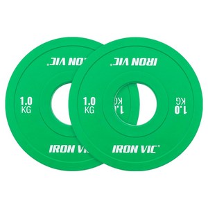 아이언빅 저중량 고무 우레탄 바벨원판, 1kg, 2개, 그린