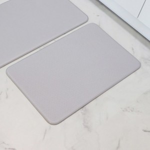 와룡물산 주방 싱크대 부엌 현관 양면 디자인 쿠션 발매트 PVC 14T, 연그레이 베이지(WMTB750), 1개