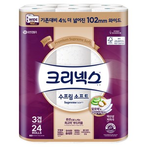 크리넥스 3겹 천연펄프 수프림소프트 화장지, 30m, 24개입, 1개