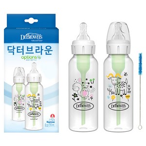 닥터브라운 옵션스 + 내로우넥 디자이너 PP 젖병 2종, 다람쥐와 염소, 250ml, 1세트